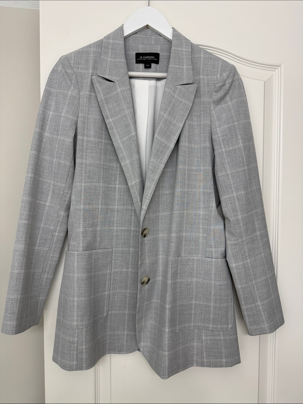 Light Gray Plaid Women's Blazer